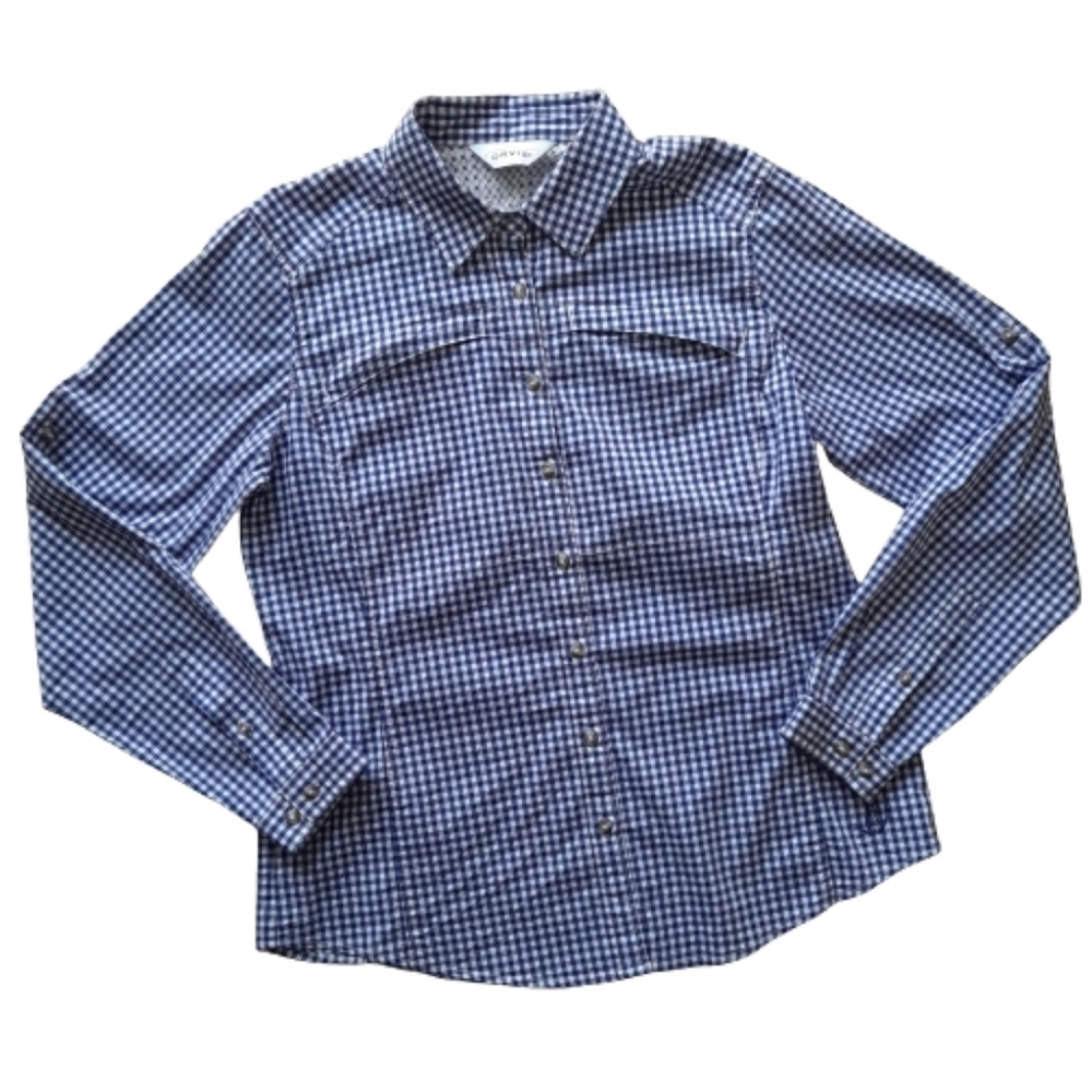 Women's Orvis Fishing Vented River Guide Shirt Size Small  Blue checked